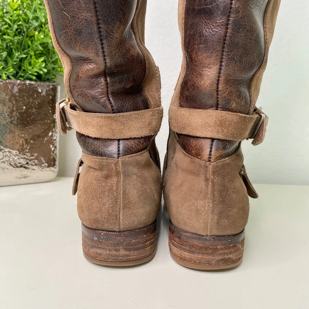 UGG Cydnee Tall Riding Boots Tan Sude Brown Leather Size‎ 9